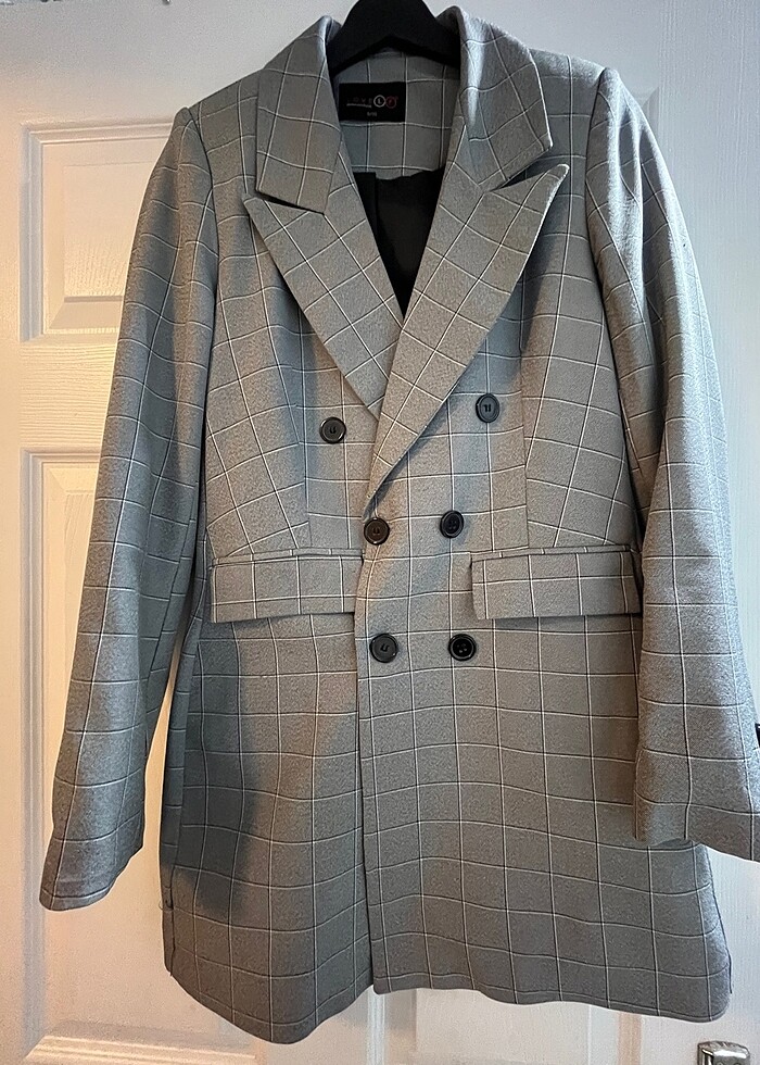 Çizgili Gri Blazer Ceket - Görsel 3