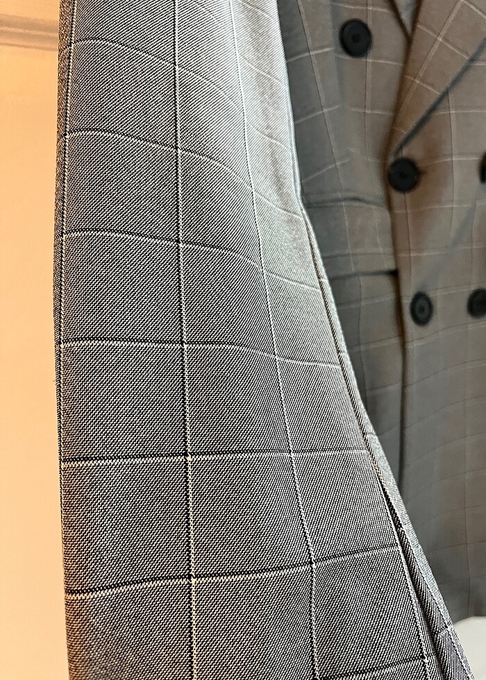 Çizgili Gri Blazer Ceket - Görsel 4