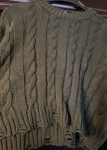 Yeşil Bohem Örgü Kadın Kazak - Görsel 3