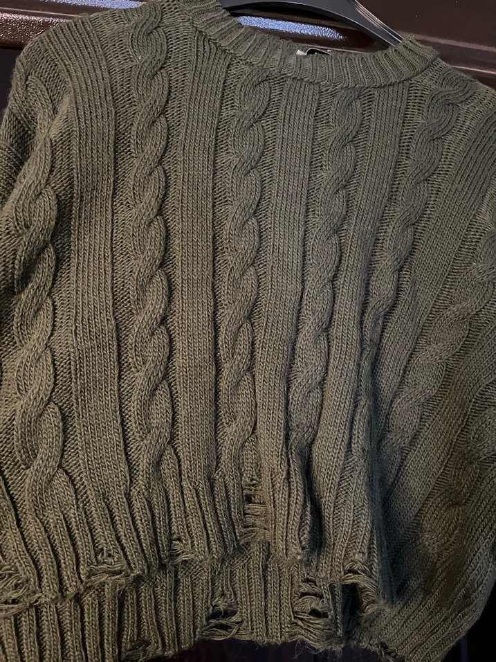 Yeşil Bohem Örgü Kadın Kazak - Görsel 3