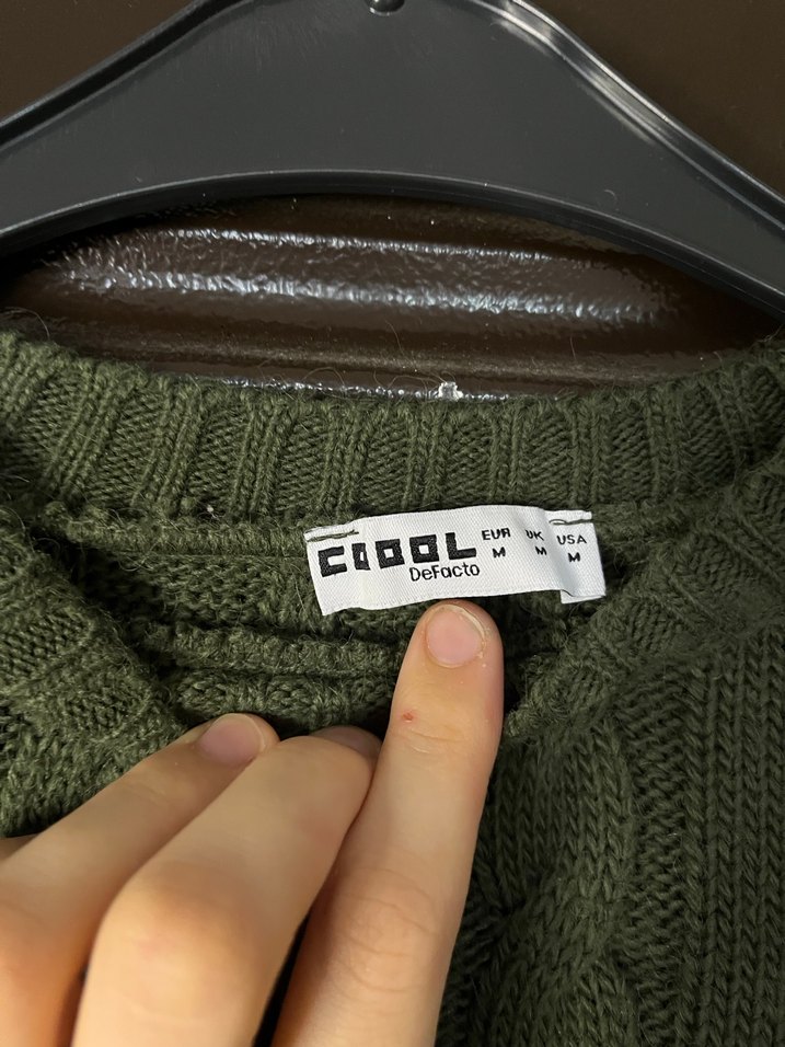 Yeşil Bohem Örgü Kadın Kazak - Görsel 2