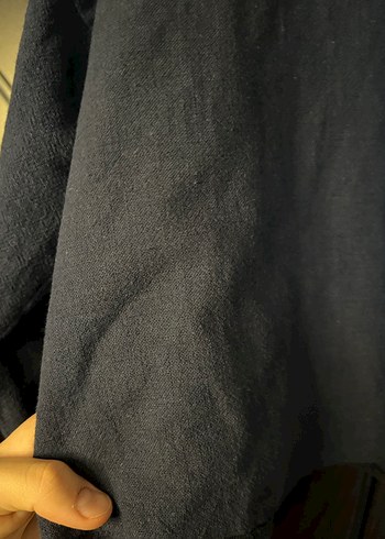 Lacivert Keten Kadın Uzun Kollu Bluz - Görsel 2