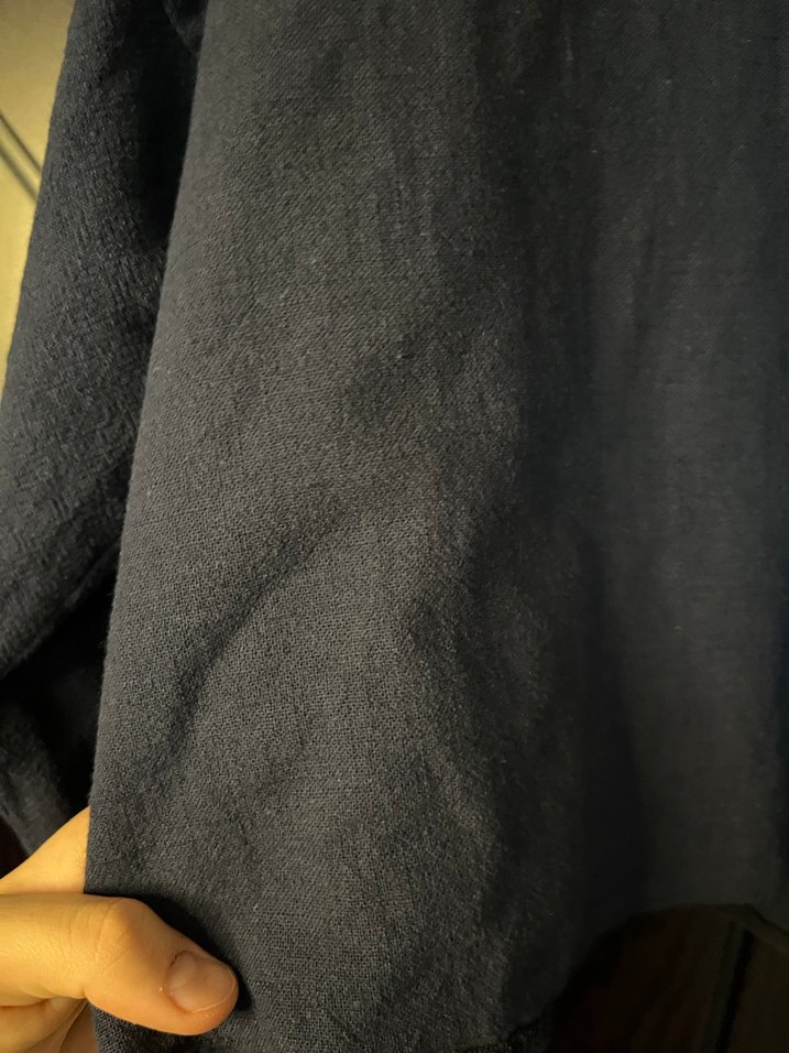 Lacivert Keten Kadın Uzun Kollu Bluz - Görsel 2