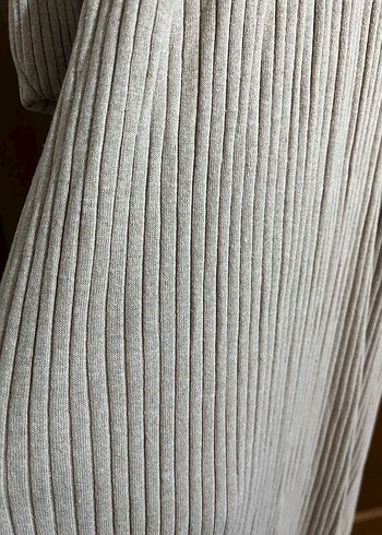 Bej Triko Uzun Kollu Elbise - Görsel 3