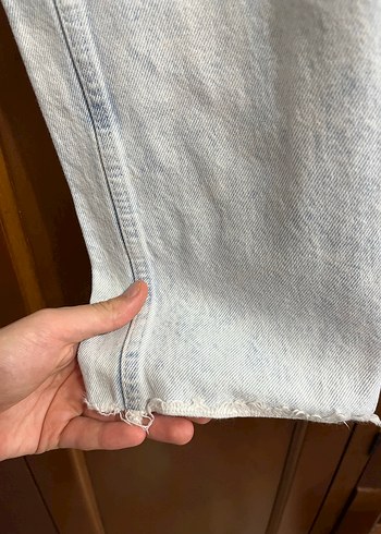 Mavi Batik Desenli Bol Kesim Kadın Denim Pantolon - Görsel 4