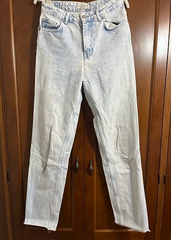 Mavi Batik Desenli Bol Kesim Kadın Denim Pantolon - Görsel 3