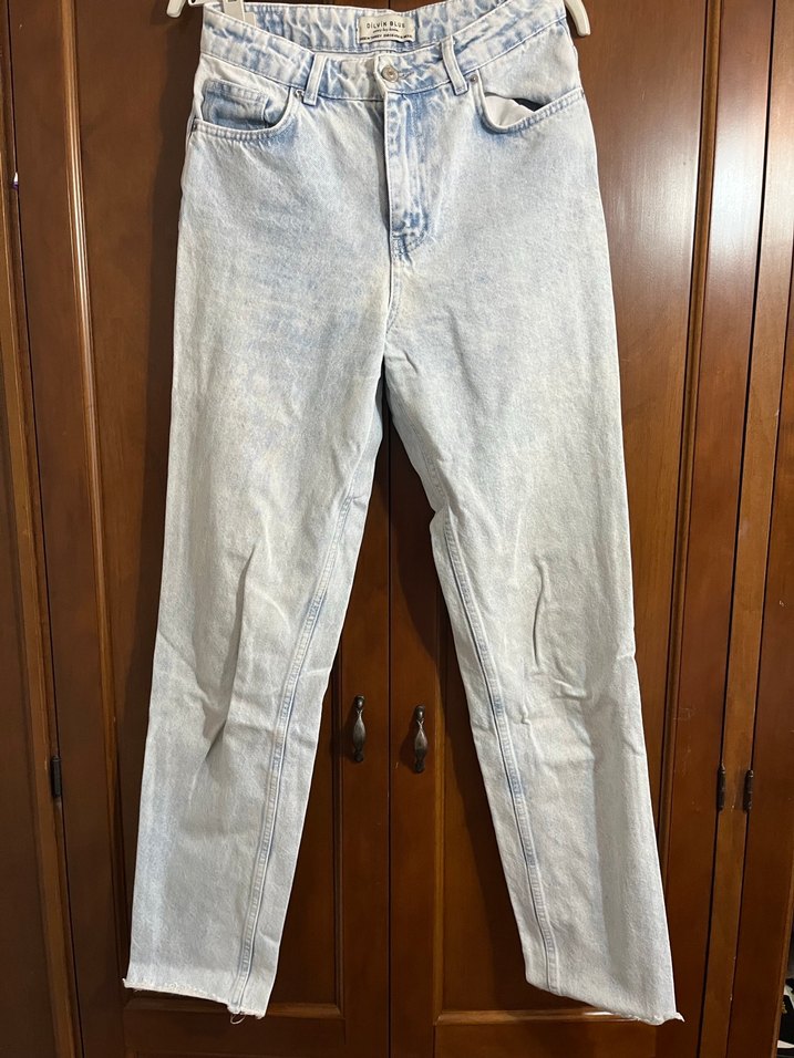 Mavi Batik Desenli Bol Kesim Kadın Denim Pantolon - Görsel 3