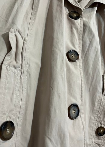 Bej Düğmeli Midi Kadın Trençkot - Görsel 2