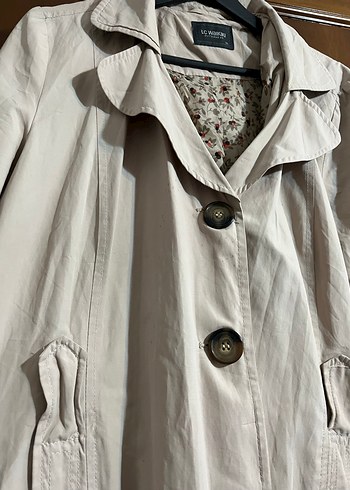 Bej Düğmeli Midi Kadın Trençkot - Görsel 3