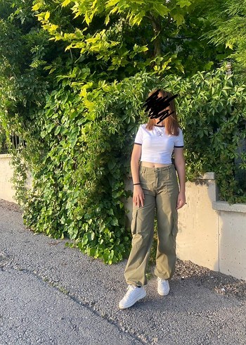 Kadın Haki Paraşüt Pantolon - Görsel 2