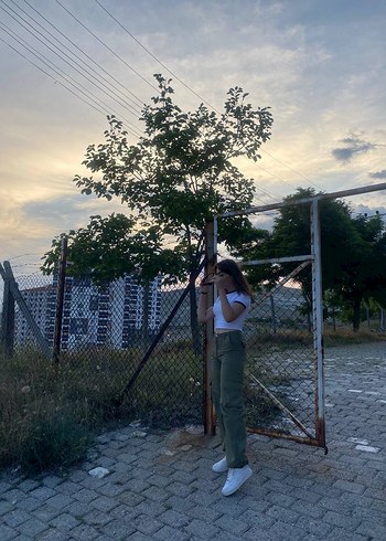 Kadın Haki Paraşüt Pantolon - Görsel 4