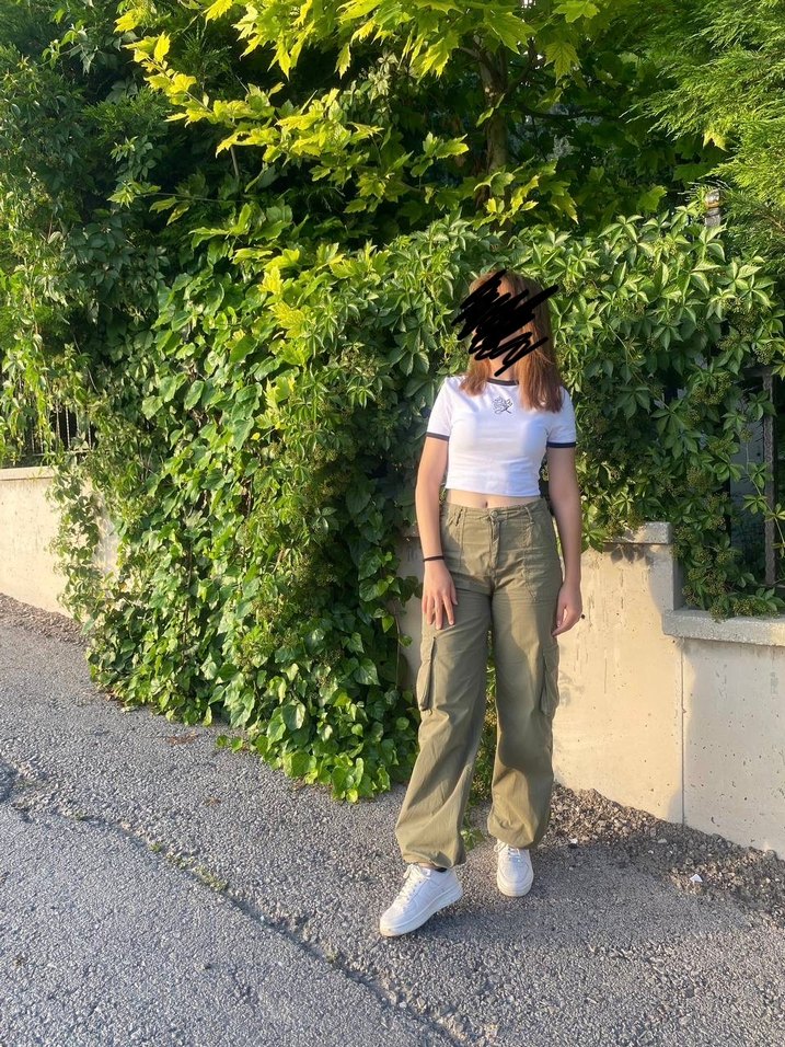 Kadın Haki Paraşüt Pantolon - Görsel 2