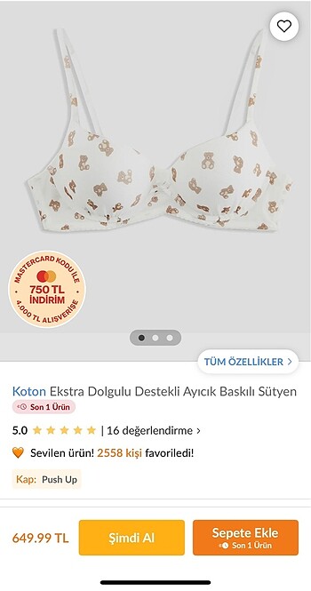 Koton Push Up Sütyen