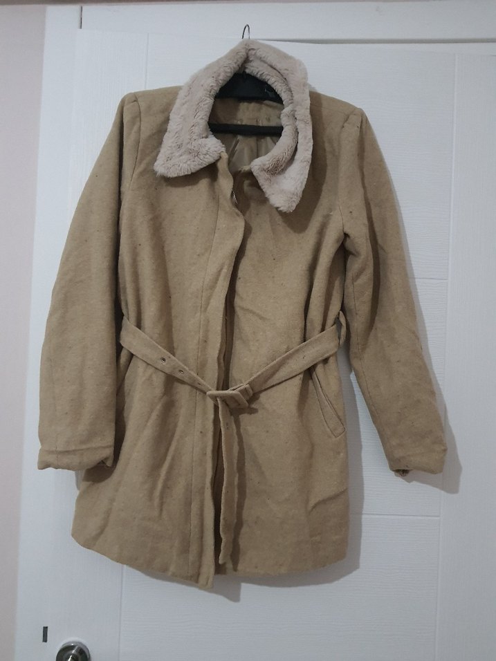 Bej Midi Hamile Kaban - Görsel 2