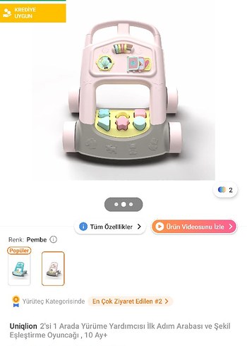 Pembe Pastel Bebek Yürüteci - Görsel 2