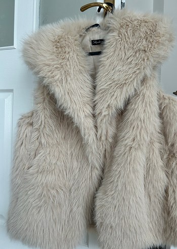 Bej Kürk Detaylı Midi Kadın Yelek - Görsel 3