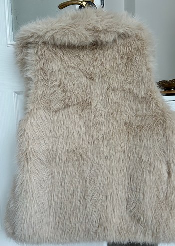 Bej Kürk Detaylı Midi Kadın Yelek - Görsel 5