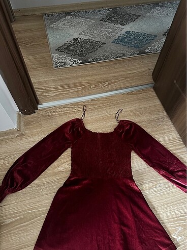 11-12 Yaş Beden bordo Renk Kız çocuk abiye mini elbise