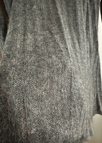 Gri Yüksek Yakalı Triko Kadın Kazak - Görsel 2