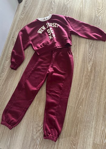 Bordo Baskılı Kız Eşofman Takımı - Görsel 3