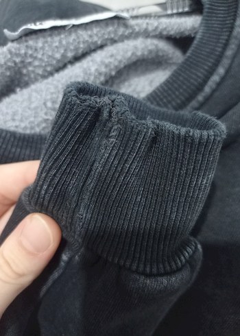 s Beden siyah Renk Siyah Kadın Süet Sweatshirt