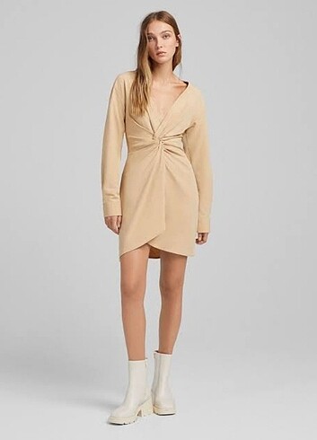 Bershka Düğümlü mini elbise 