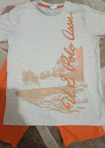 Gri Baskılı Pamuklu Erkek Tişört ve şort - Görsel 3