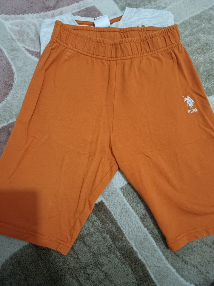 Gri Baskılı Pamuklu Erkek Tişört ve şort - Görsel 4