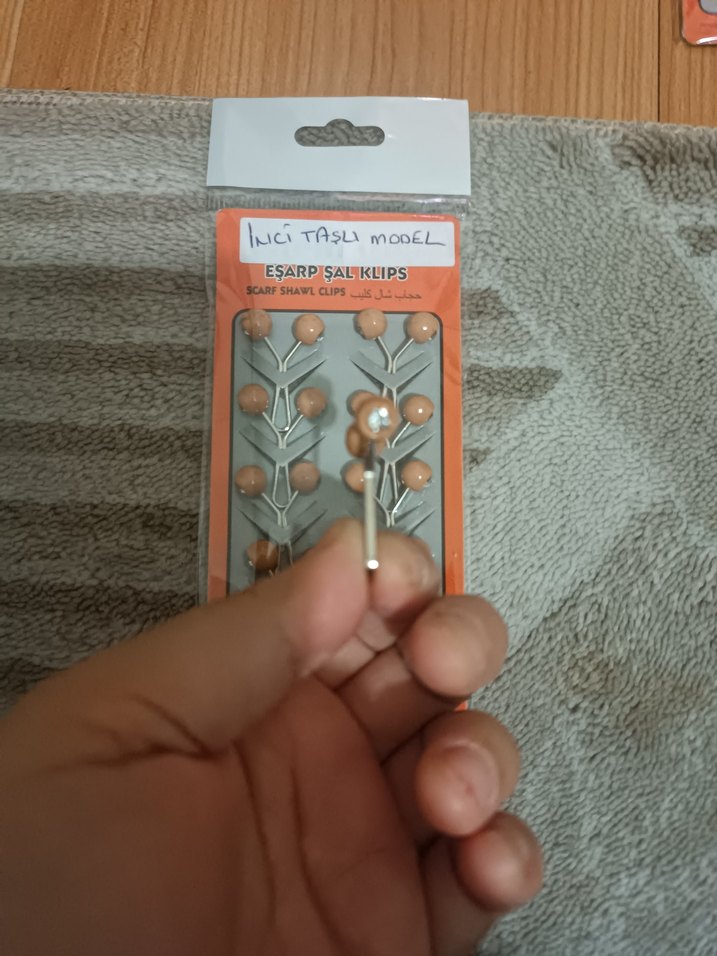 Bej Eşarp Şal Klipsleri 12 adet - Görsel 2