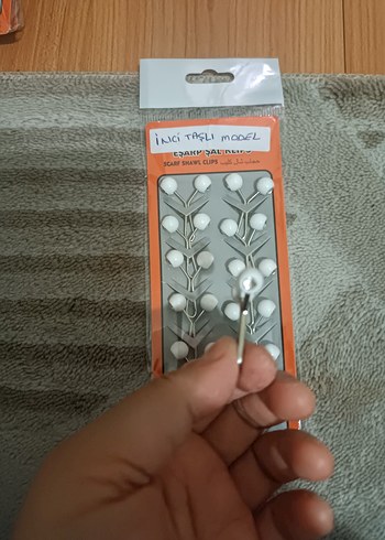 Beyaz İnci Taşlı Eşarp Şal Klipsi - Görsel 2