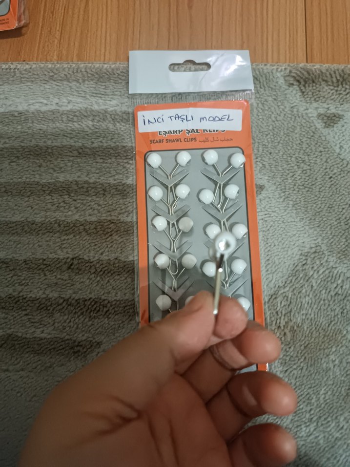 Beyaz İnci Taşlı Eşarp Şal Klipsi - Görsel 2