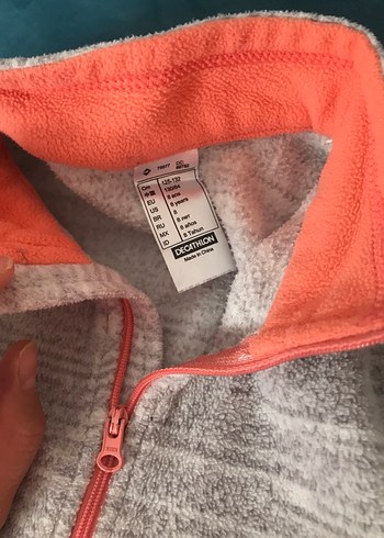 Gri Kız çoçuk Yarım Fermuarlı Yüksek Yakalı Polar - Görsel 3