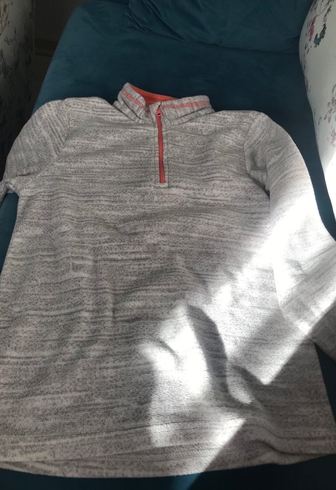 Gri Kız çoçuk Yarım Fermuarlı Yüksek Yakalı Polar - Görsel 2