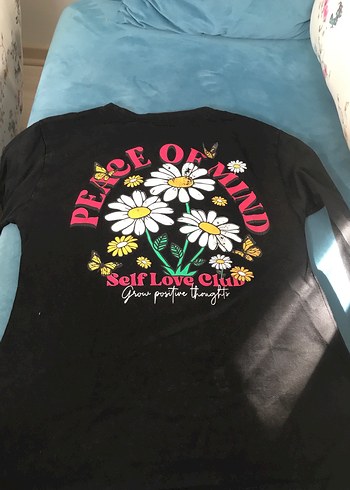 Kız Çocuk Deri Garnili Uzun Kollu Tişört - Görsel 2