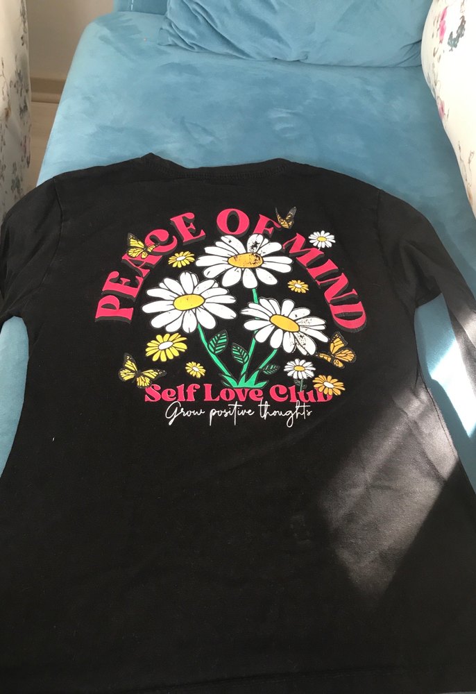 Kız Çocuk Deri Garnili Uzun Kollu Tişört - Görsel 2