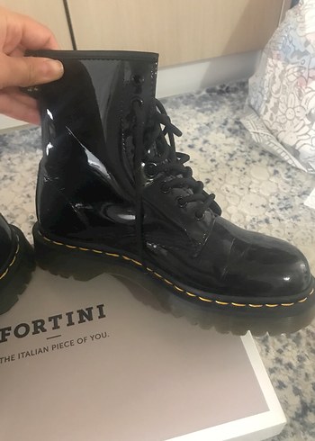 38 Beden Siyah Parlak Platform Topuklu Punk Botlar