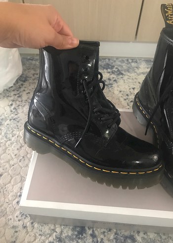 Siyah Parlak Platform Topuklu Punk Botlar - Görsel 5