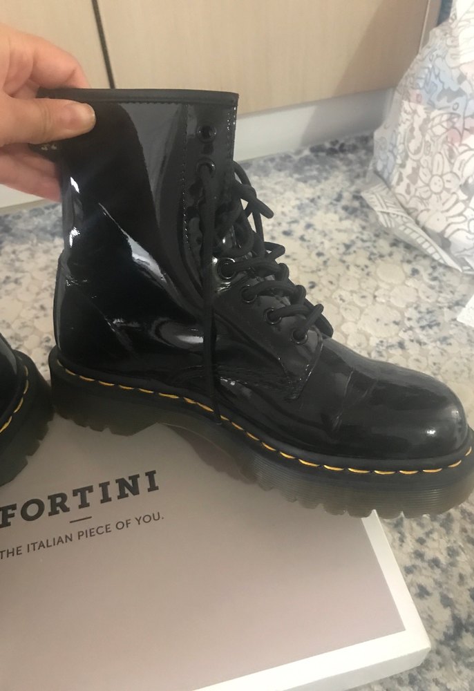 Siyah Parlak Platform Topuklu Punk Botlar - Görsel 3