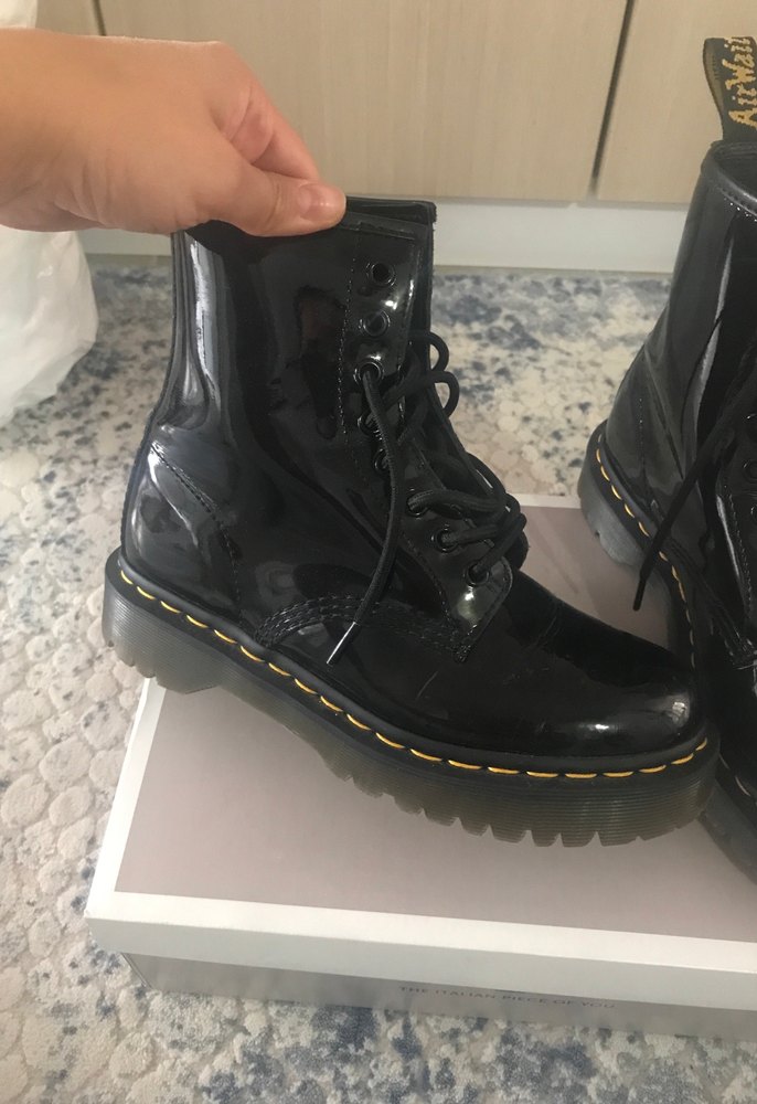 Siyah Parlak Platform Topuklu Punk Botlar - Görsel 5