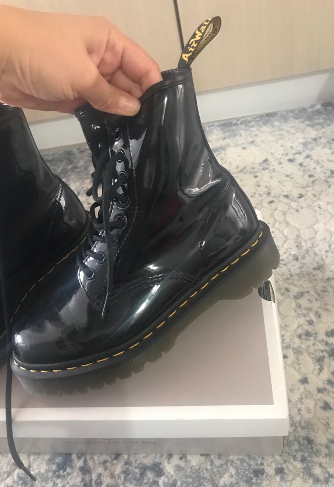 Siyah Parlak Platform Topuklu Punk Botlar - Görsel 4