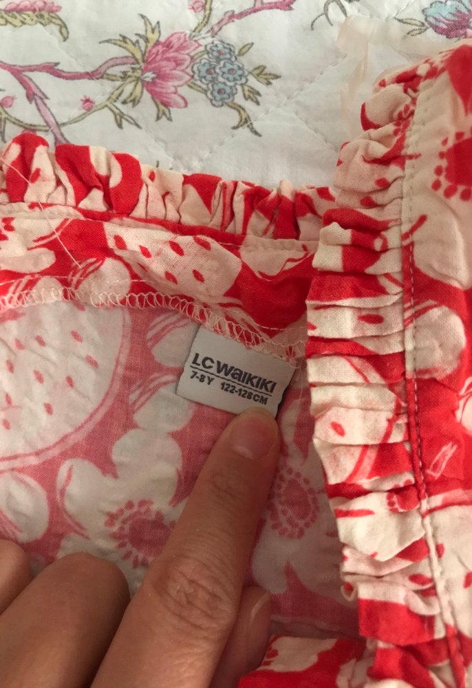 Kırmızı Çiçek Desenli Kız Elbisesi - Görsel 2