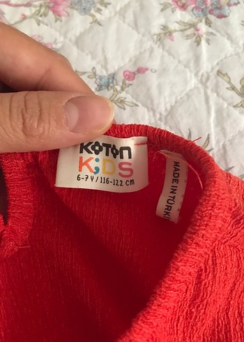 Kırmızı Keten Kız Çocuk Elbisesi - Görsel 4