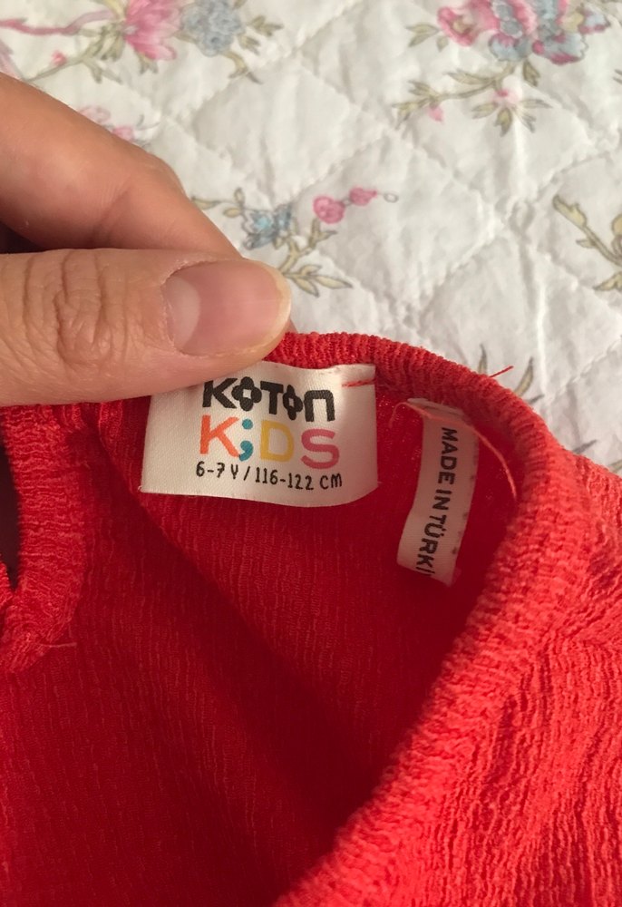 Kırmızı Keten Kız Çocuk Elbisesi - Görsel 4