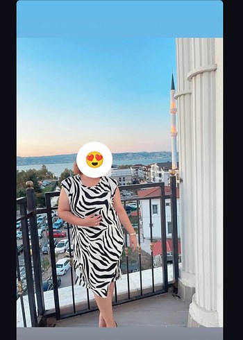 Zebra Desenli Midi Elbise