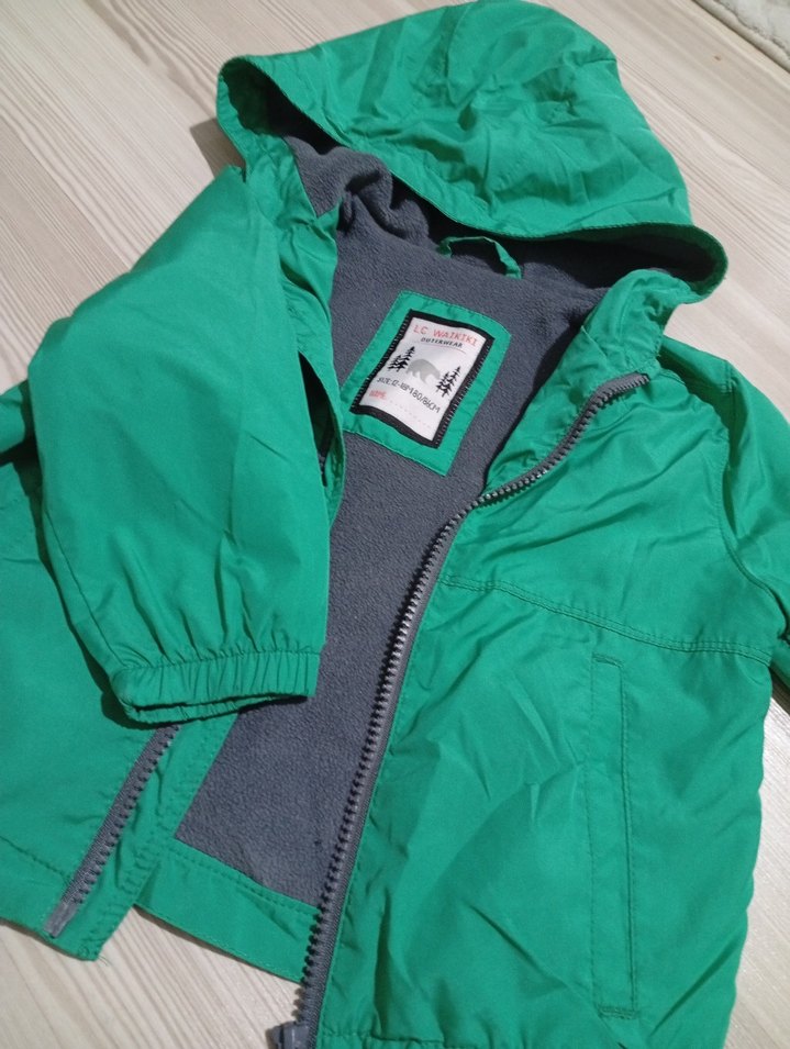 Erkek Çocuk Yeşil Fermuarlı Kapüşonlu Ceket - Görsel 2