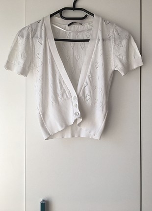 Dilvin Kalp detaylı beyaz bolero