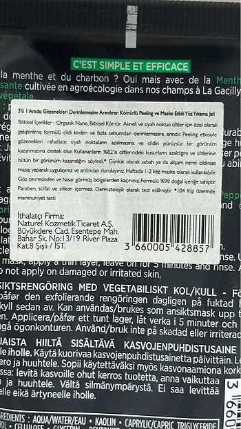 Beden Renk Yves rocher pure menthe yüz yıkama jeli