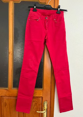 Kırmızı Denim Pantolon