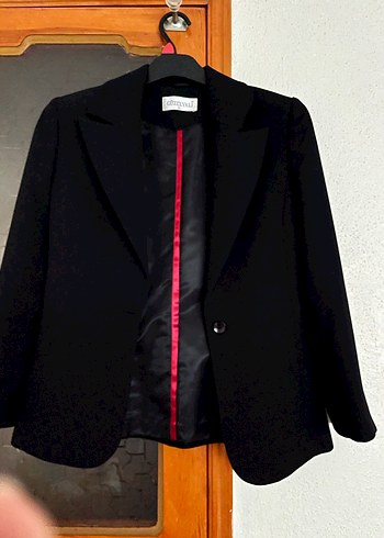 Siyah Kadın Düğmeli Midi Blazer