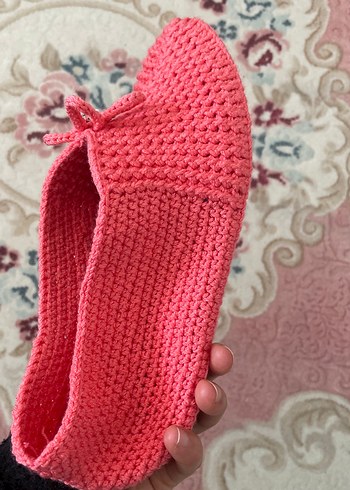 Kız Pembe Örgü Sıcak Ev Terliği - Görsel 6